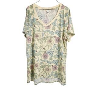 Lularoe Floral Yellow Short Sleeve Top Womens Plus Size 2XL
